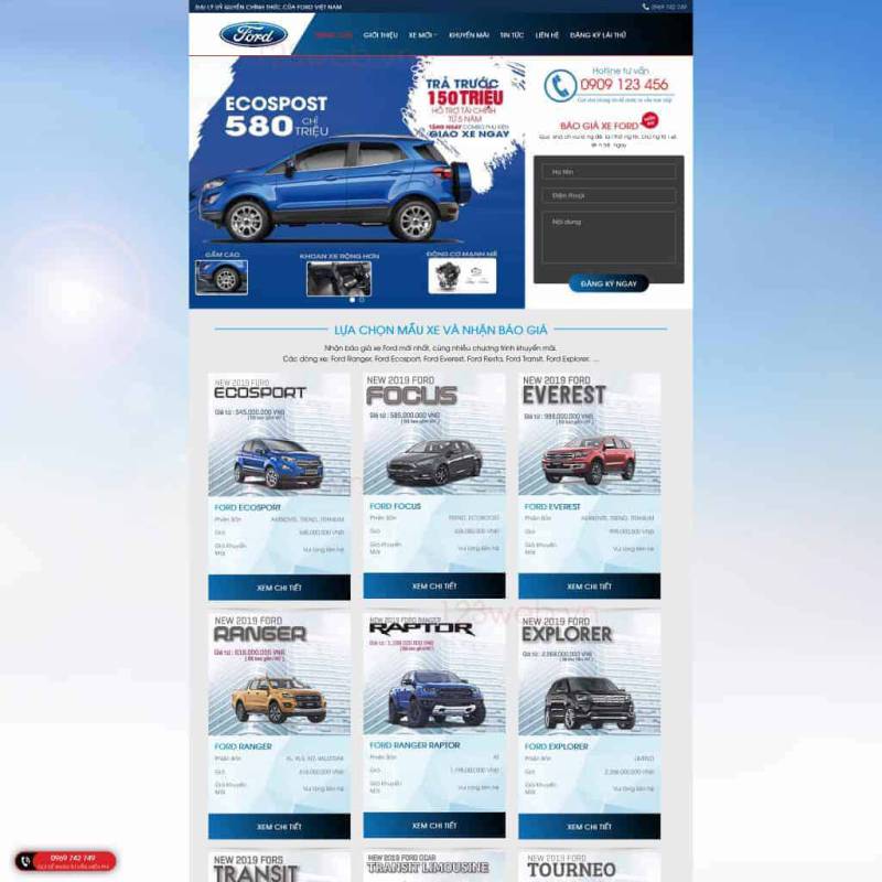  Theme wordpress giới thiệu đại lý xe Ford Việt Nam – WEB108