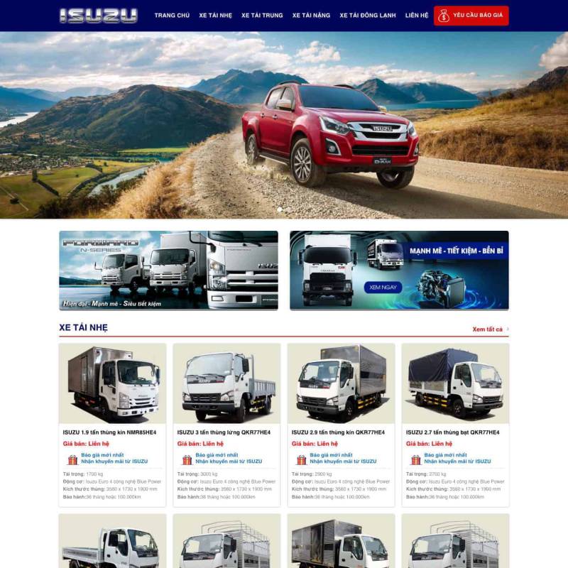  Theme wordpress đại lý xe tải Isuzu Việt Nam