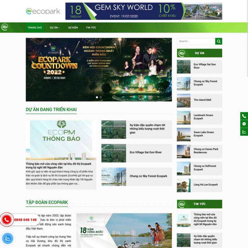  Theme WordPress Bất động Sản Khu đô thị xanh Ecopark