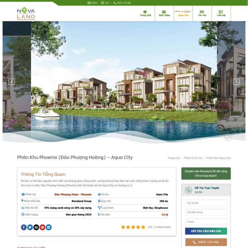  Theme wordpress khu đô thị sinh thái Aqua City Novaland