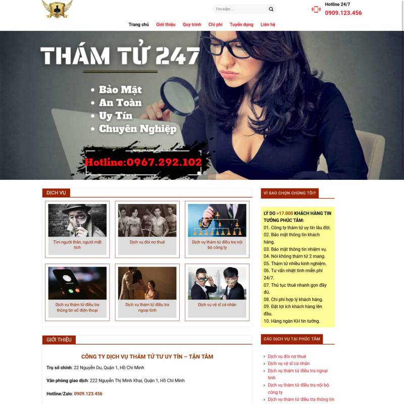  Theme wordpress dịch vụ thám tử tư